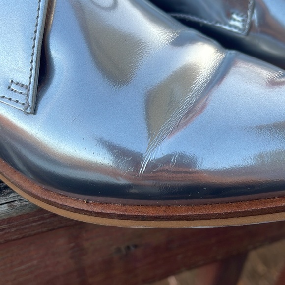 EVERLANE Italy Leather E2 Shine Modern Oxford Silver Lace up Women's Shoes Size - Picture 4 of 16